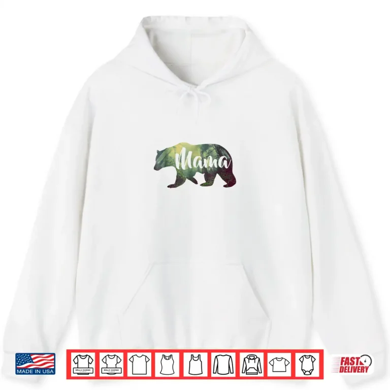 Hoodie Womens Mama Bear Forest Shirt Awesome Camping Tee