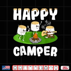 Design Marshmallows Happy Camper Shirt RV Life Camping Bonfire Shirt