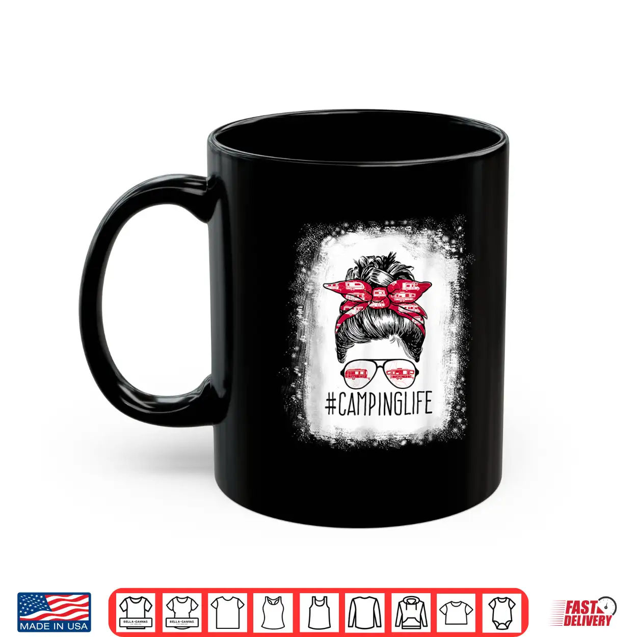 Womens Camping Life Messy Bun Hair Mother’S Day Rv Camping L Shirt Womens Camping Life Messy Bun Hair Mother’S Day Rv Camping L Shirt