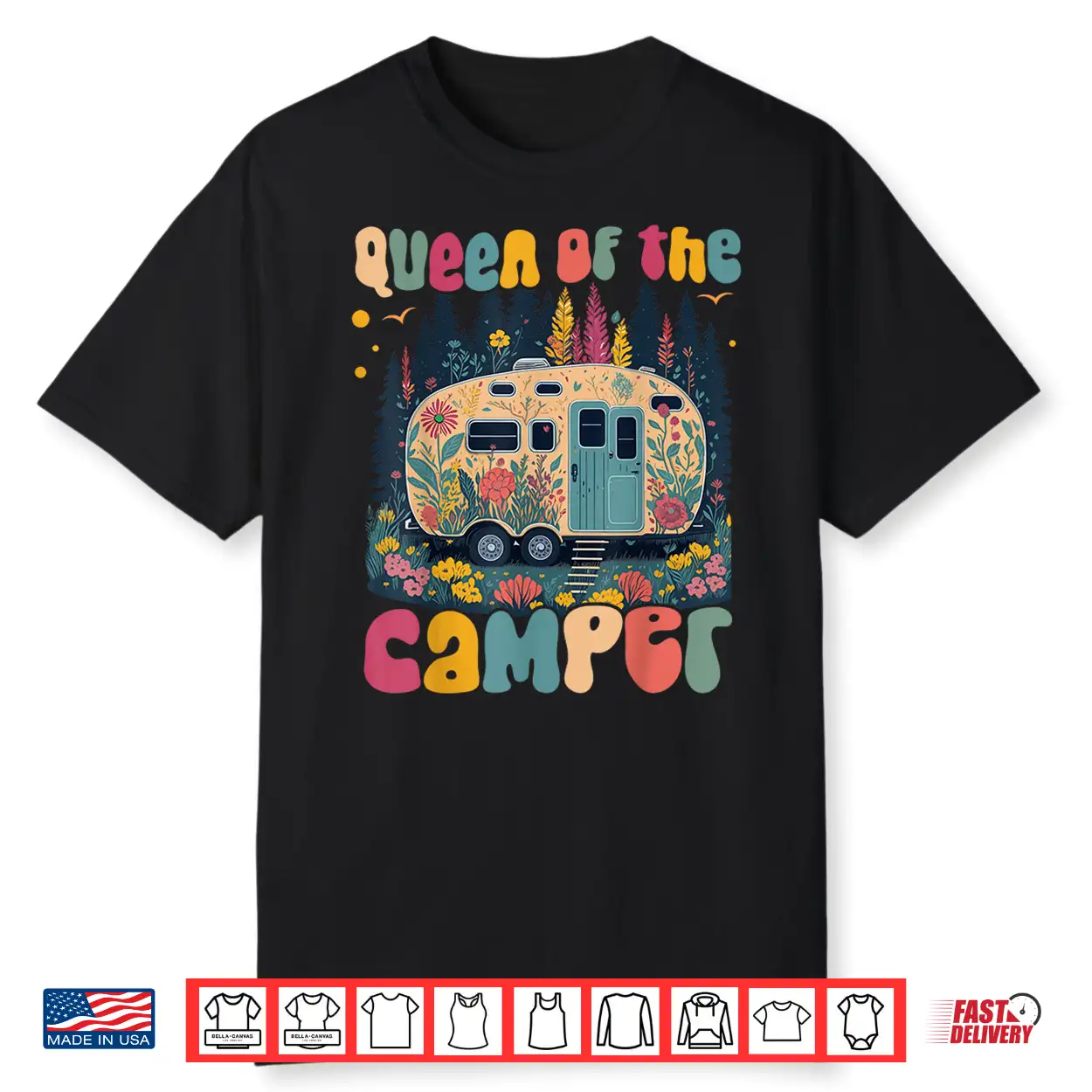 Queen Of The Camper Funny Camping Women Outdoor Floral Rv Shirt Queen Of The Camper Funny Camping Women Outdoor Floral Rv Shirt