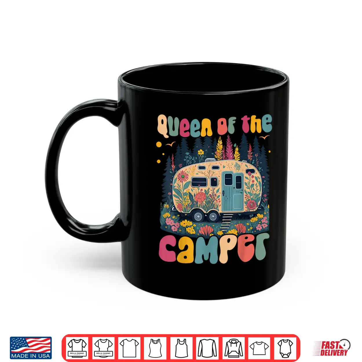 Queen Of The Camper Funny Camping Women Outdoor Floral Rv Shirt Queen Of The Camper Funny Camping Women Outdoor Floral Rv Shirt