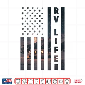 Design RV Van Life American Flag Recreational Vehicle Camper Hiker Shirt