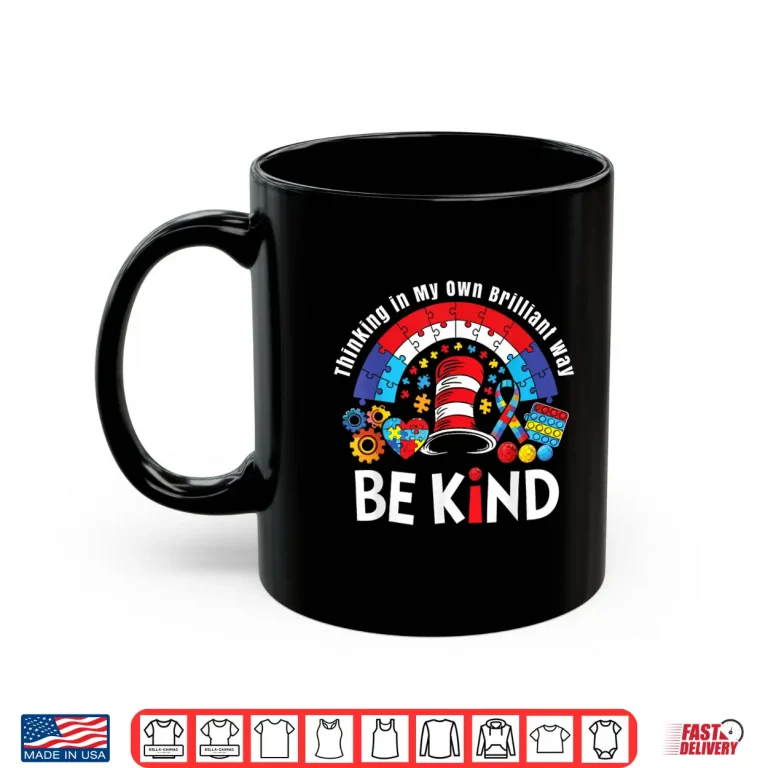Mug Autism Awareness Teacher Be Kind Why Fit in Doctor Cat Hat Shirt