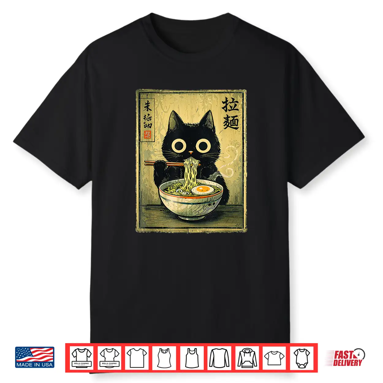 Kawaii Ramen Cat Vintage Japanese Funny Retro Anime Noodle Shirt Kawaii Ramen Cat Vintage Japanese Funny Retro Anime Noodle Shirt