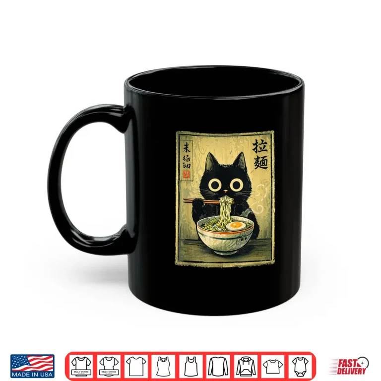 Mug Kawaii Ramen Cat Vintage Japanese Funny Retro Anime Noodle Shirt