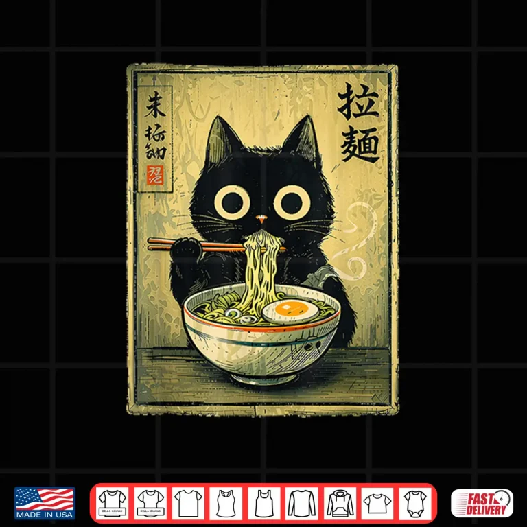 Design Kawaii Ramen Cat Vintage Japanese Funny Retro Anime Noodle Shirt