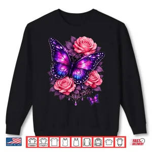 Sweatshirt Beautiful Butterfly Purple Rose Butterfly Lovers Gifts Women Shirt