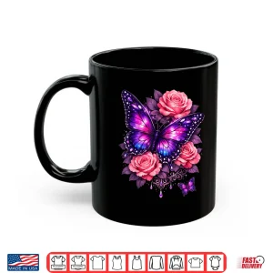 Mug Beautiful Butterfly Purple Rose Butterfly Lovers Gifts Women Shirt