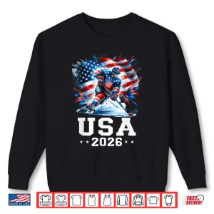Sweatshirt Patriotic American Flag Ice Hockey Gift Hockey Player Fan Shirt