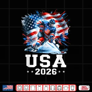 Design Patriotic American Flag Ice Hockey Gift Hockey Player Fan Shirt