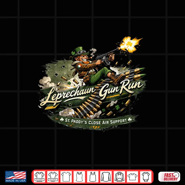Design Leprechaun Gun Run Funny Irish Military Design Shirt
