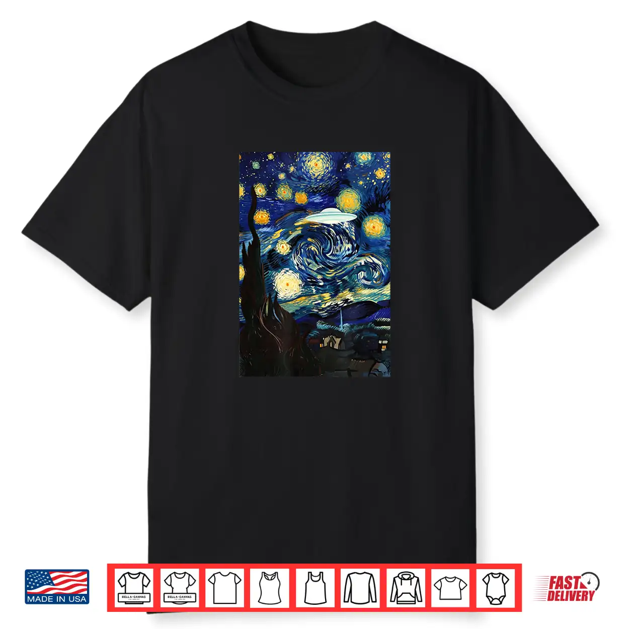 Starry Night Ufo Sighting Funny Art Parody Shirt Starry Night Ufo Sighting Funny Art Parody Shirt