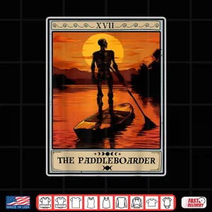 Design The Paddleboarder Tarot Card Skeleton Paddle Board Lover Shirt
