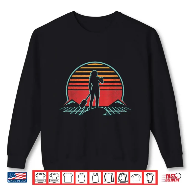Sweatshirt Paddle Boarding Retro Vintage 80s Style Gift Shirt