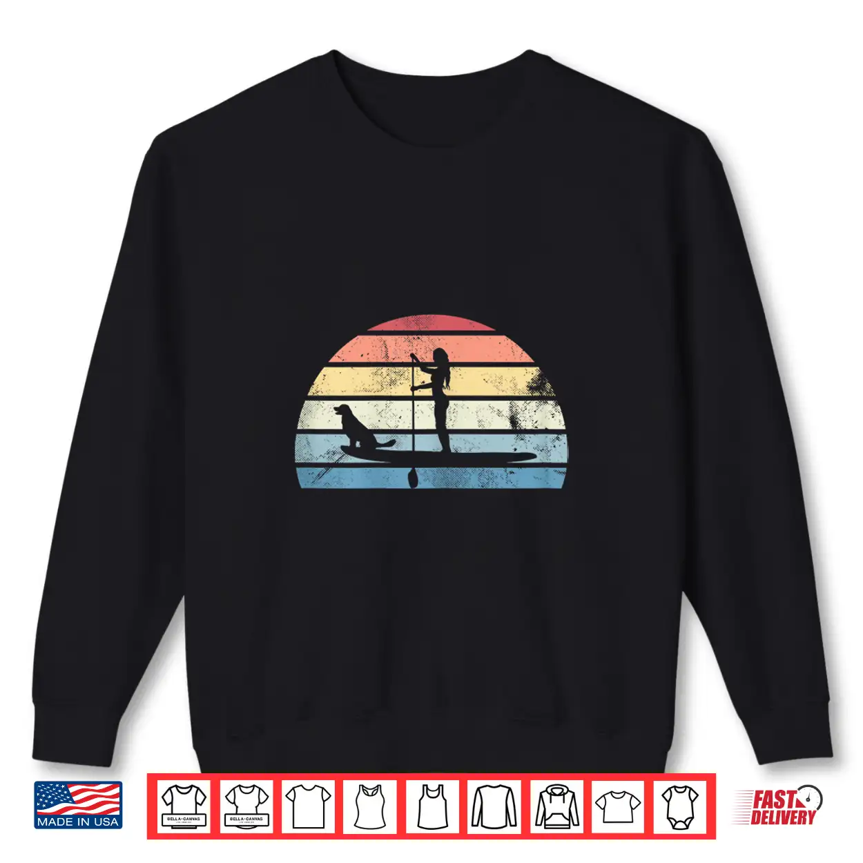 Retro Paddleboarding Girl With Dog Sunset Gift Shirt Retro Paddleboarding Girl With Dog Sunset Gift Shirt