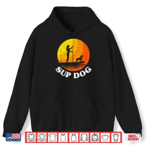 Hoodie Paddle Board Sunset Surf SUP Dog Girl Stand Up Paddling Shirt