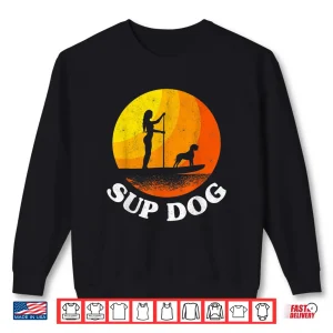 Sweatshirt Paddle Board Sunset Surf SUP Dog Girl Stand Up Paddling Shirt