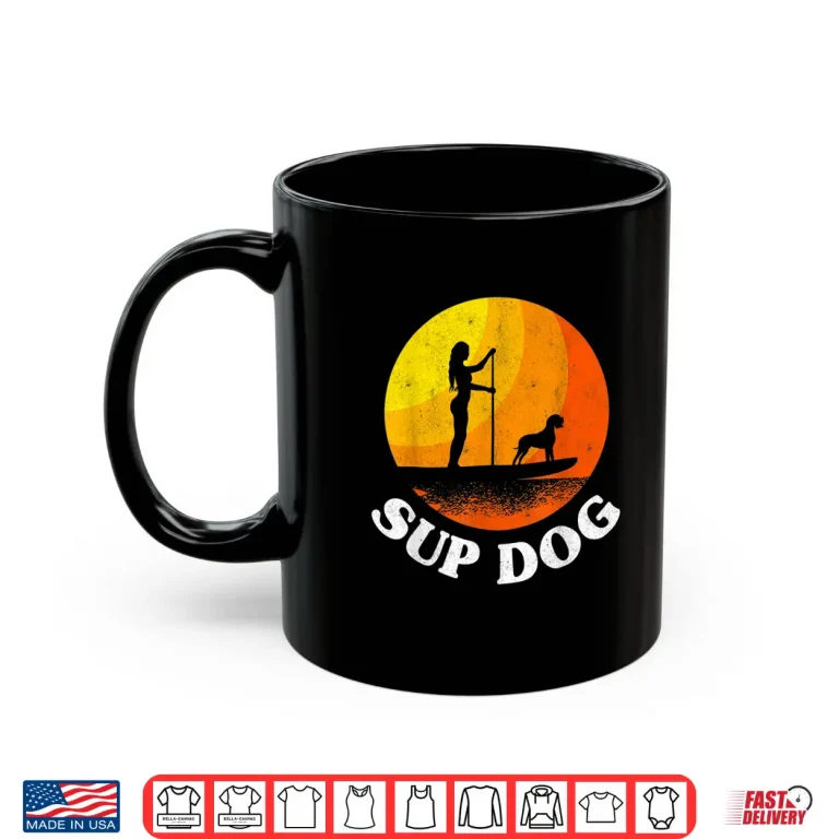 Mug Paddle Board Sunset Surf SUP Dog Girl Stand Up Paddling Shirt