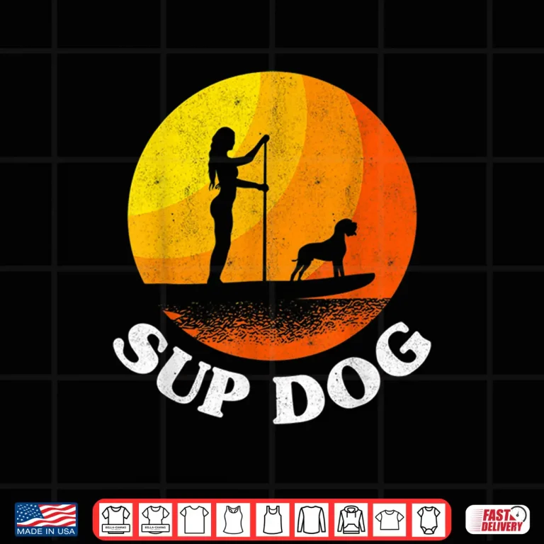 Design Paddle Board Sunset Surf SUP Dog Girl Stand Up Paddling Shirt