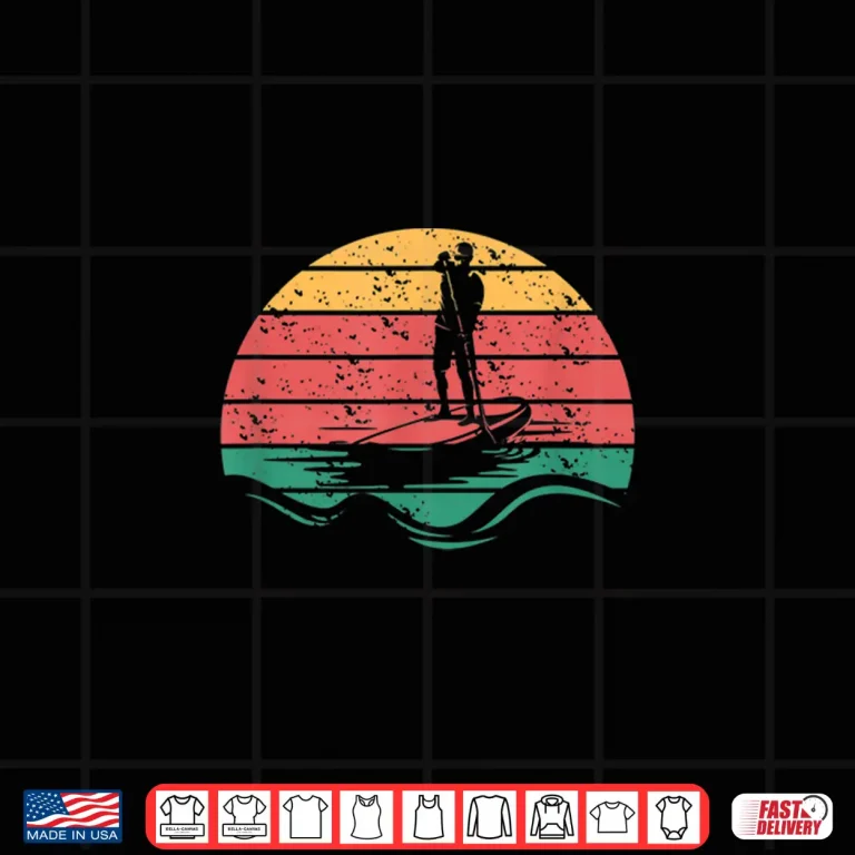 Design Retro Stand Paddle Board Sunset Water Sport Shirt