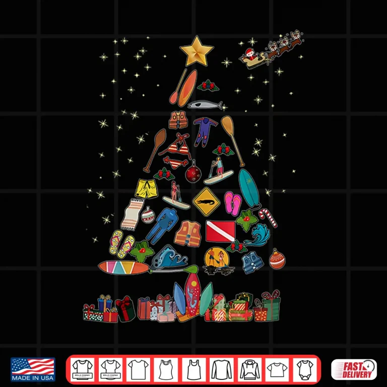 Design Stand up Paddleboarding Christmas Tree SUP Paddle Board Xmas Shirt