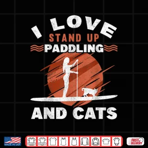 Design Stand Up Paddling And Cats Paddle Board Girl SUP Boarding Shirt
