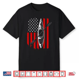Funny Kayaking Gift For Men Women Cool American Flag Kayak Shirt