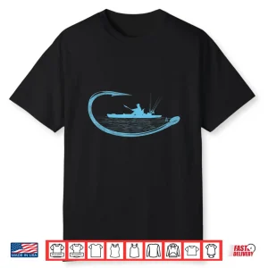 Kayak Bass Fisherman Fishing Hook Kayaker Silhouette Shirt