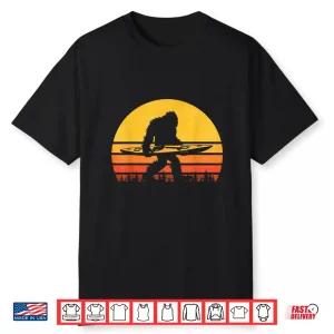 Retro Bigfoot Kayak Vintage Sasquatch Kayaking Shirt