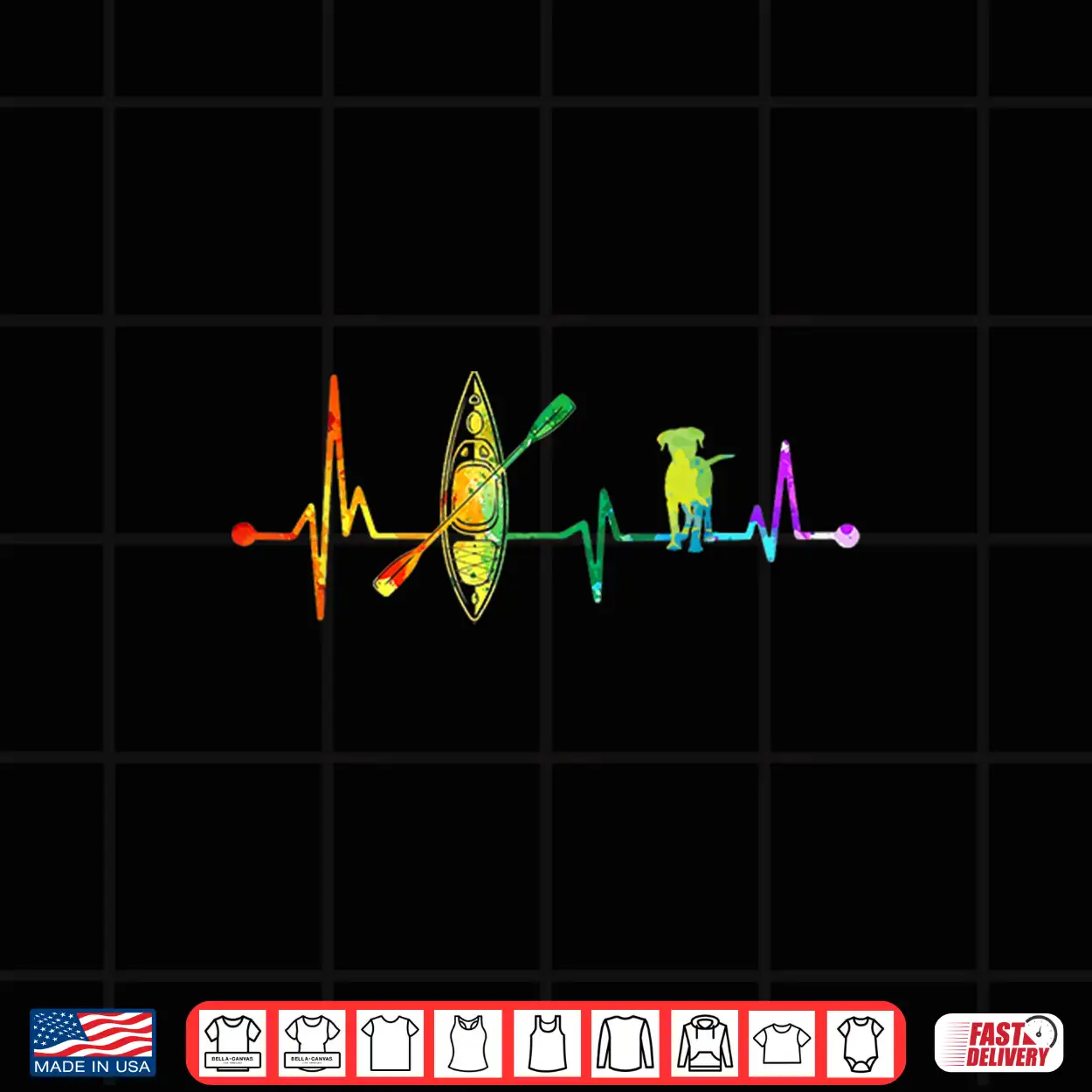 Kayak And Dog Lover Heartbeat Watercolor Vintage Kayaking Shirt Kayak And Dog Lover Heartbeat Watercolor Vintage Kayaking Shirt