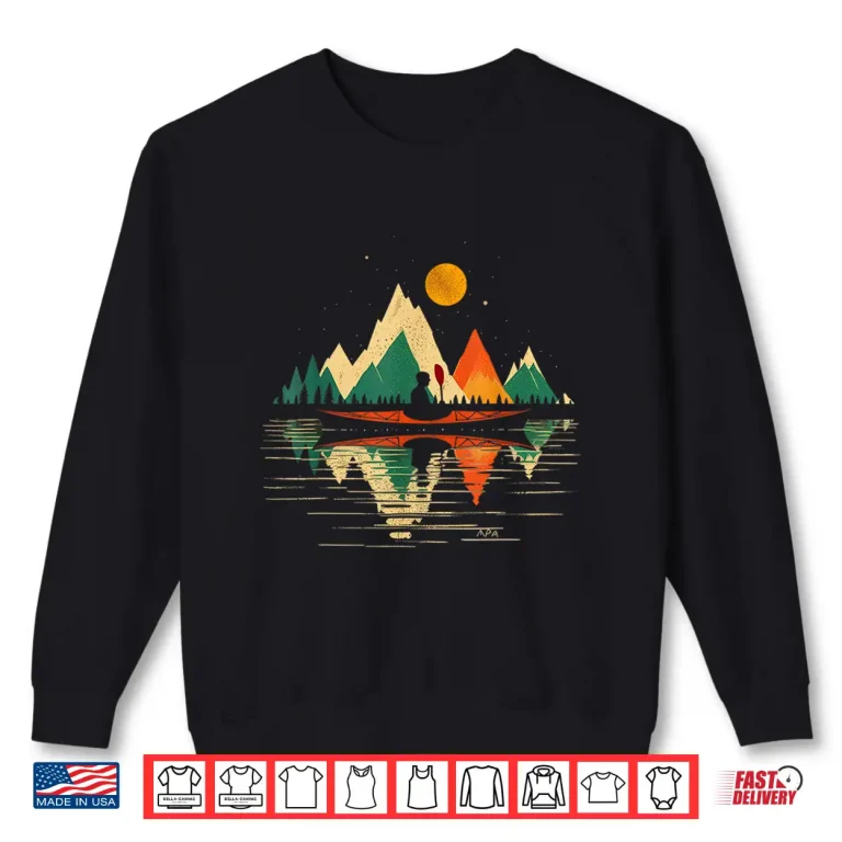 Sweatshirt Kayaking Vintage Retro Mountains Canoe Canoeing Kayak Shirt