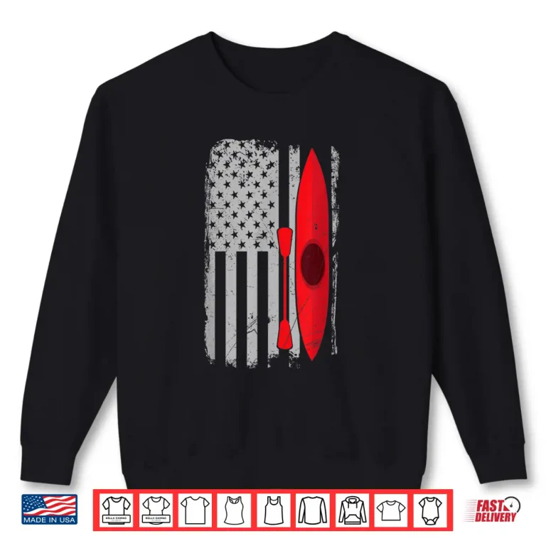 Sweatshirt American Flag Kayak Distressed Outrigger Canoe T Shirt