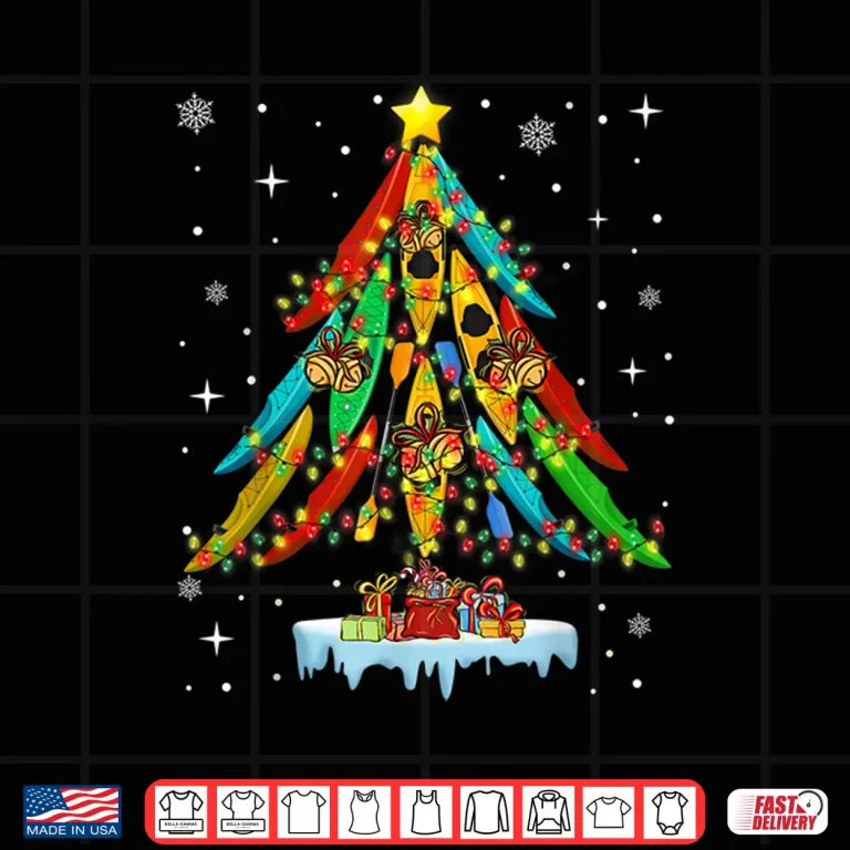 Design Kayak Christmas Tree Merry Christmas Kayak Kayaking Shirt