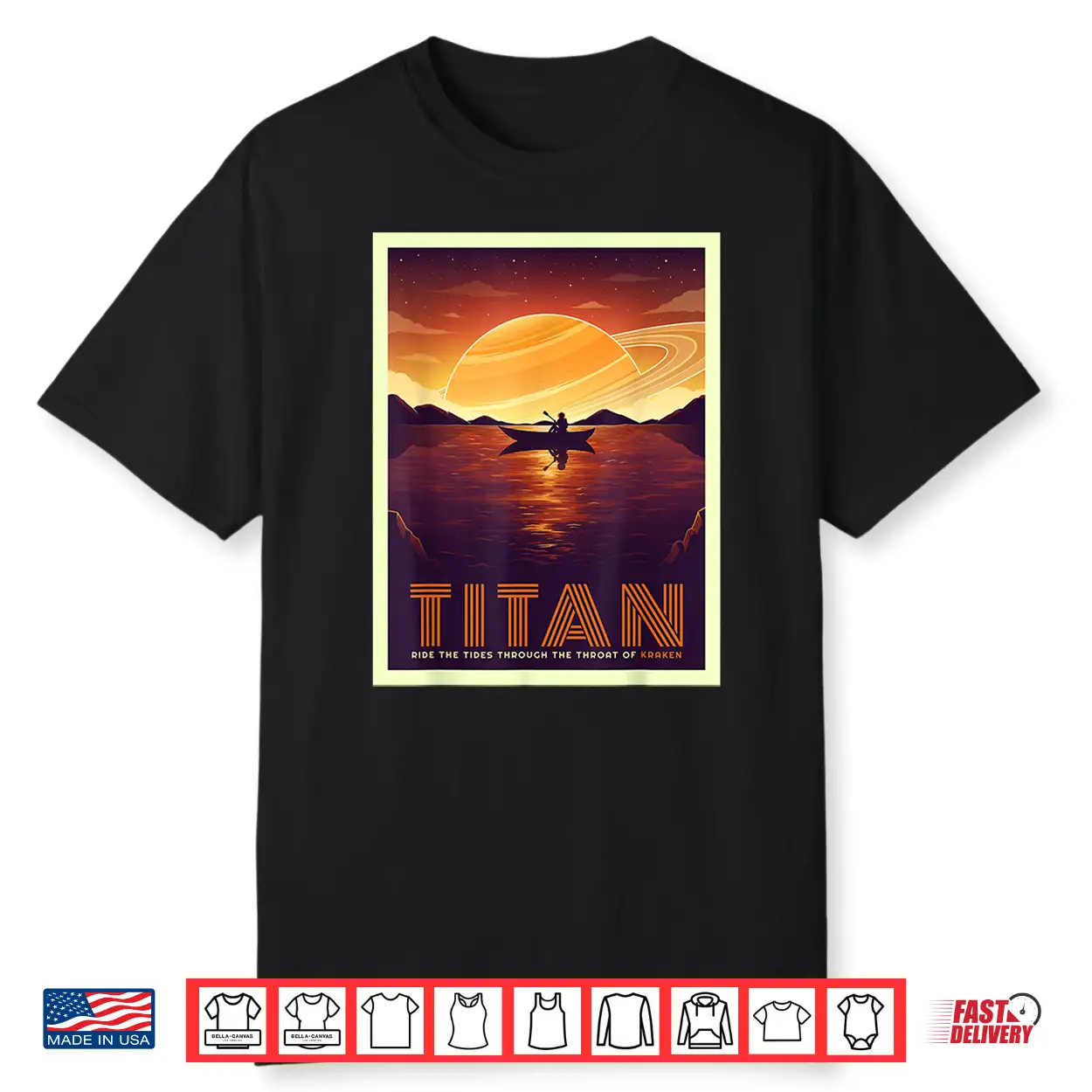 Retro Space Tourism Titan Kayak Saturn Kayaking Shirt Retro Space Tourism Titan Kayak Saturn Kayaking Shirt