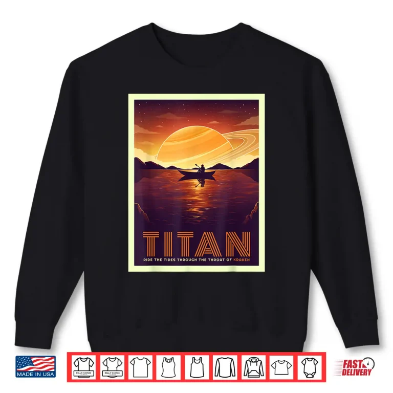 Sweatshirt Retro Space Tourism Titan Kayak Saturn Kayaking Shirt