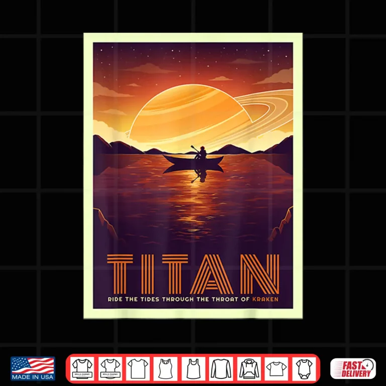Design Retro Space Tourism Titan Kayak Saturn Kayaking Shirt