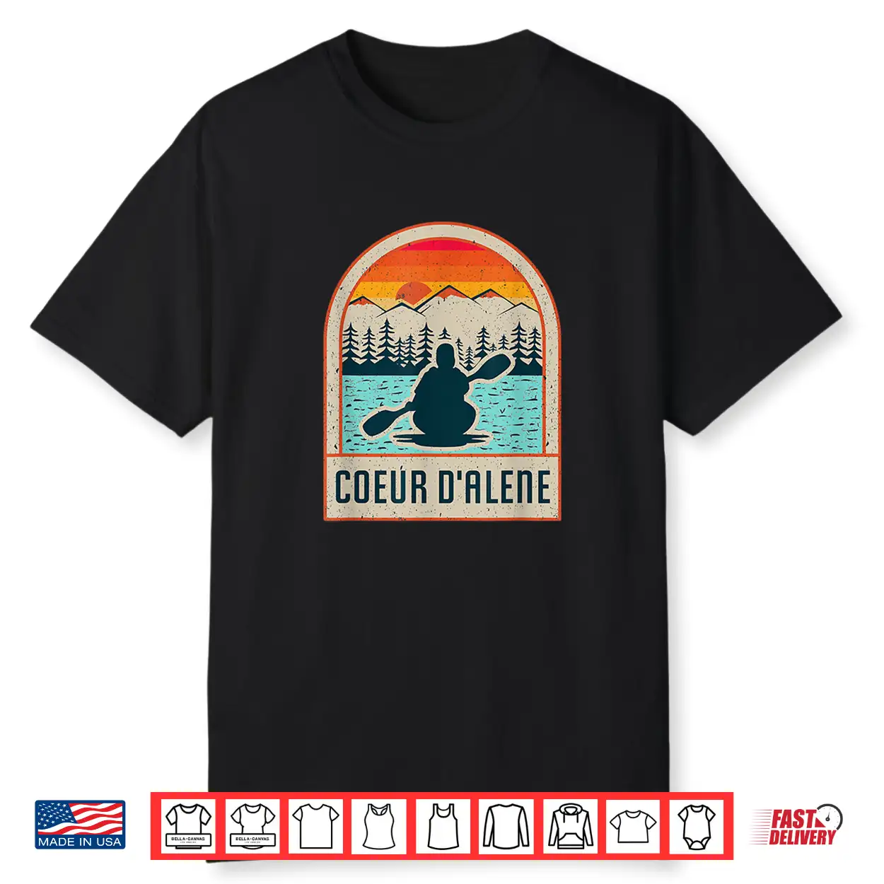 Vintage Sunset Lake Coeur D’Alene Idaho Kayaking Paddle Shirt Vintage Sunset Lake Coeur D’Alene Idaho Kayaking Paddle Shirt