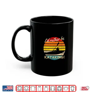 Mug Vintage Id Rather Be Kayaking Retro Striped Sunset Kayaker Shirt