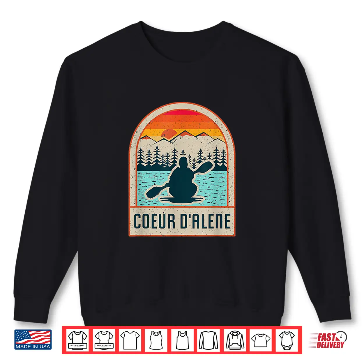 Vintage Sunset Lake Coeur D’Alene Idaho Kayaking Paddle Shirt Vintage Sunset Lake Coeur D’Alene Idaho Kayaking Paddle Shirt