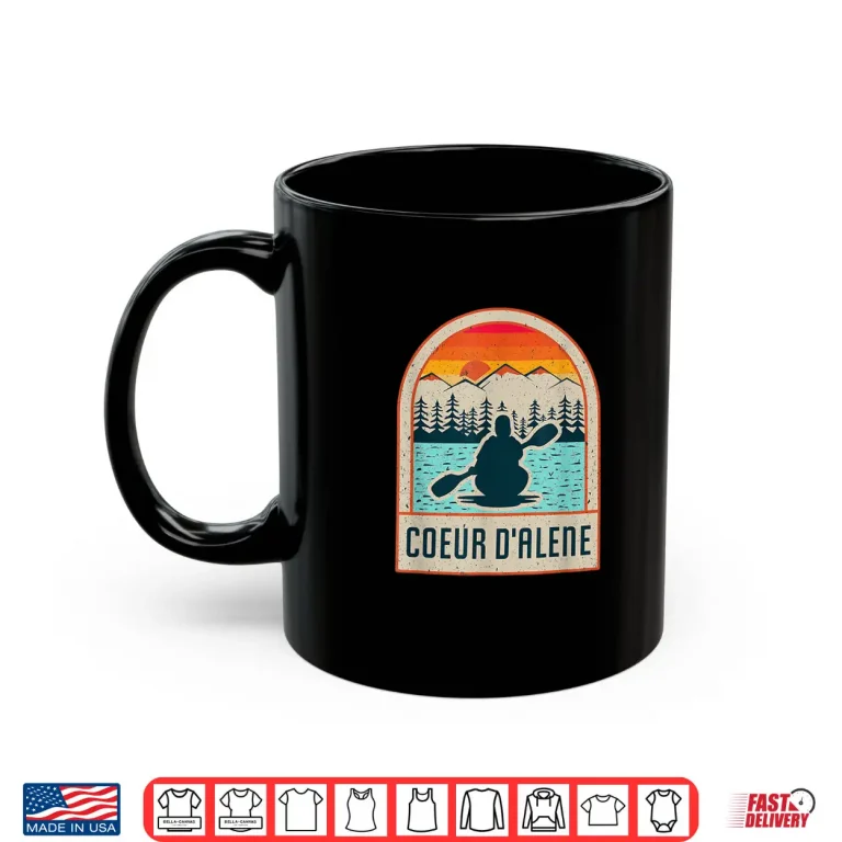 Mug Vintage Sunset Lake Coeur dAlene Idaho Kayaking Paddle Shirt