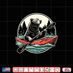 Design Bear With Kayak Kayaking Retro Shirt