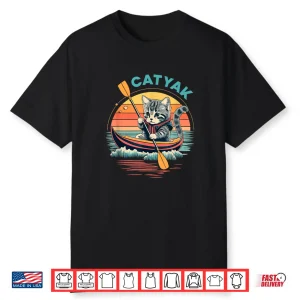 Cute Cat Kayak Funny Outdoor Boating Canoeing Kayaking Shirt