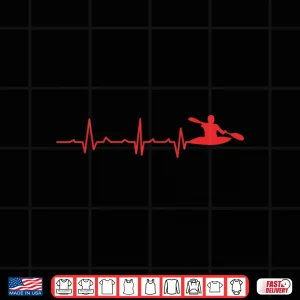 Design Heartbeat Kayaking T Shirt Canoeing Shirt RIVER Canoe Tee Shirt