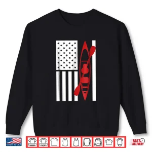 Sweatshirt Kayak American Flag Shirt Cool Kayaking Shirt