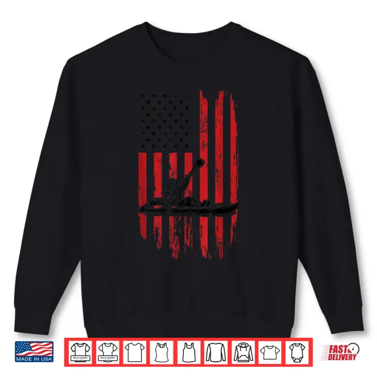 Sweatshirt Kayak Paddle USA Flag American Kayaking 4th Of July Lovers Shirt