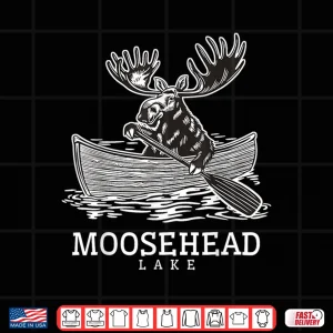 Design Paddling Moose in Moosehead Lake Maine Canoe ME Souvenir Shirt
