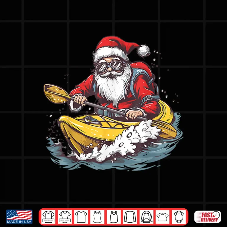 Design Santa Kayaking Kayak Lover Kayaker Canoeist Christmas Pajama Shirt