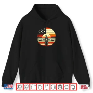 Hoodie US Flag USA Kayak for Kayaker American Kayaking 4th of July Shirt