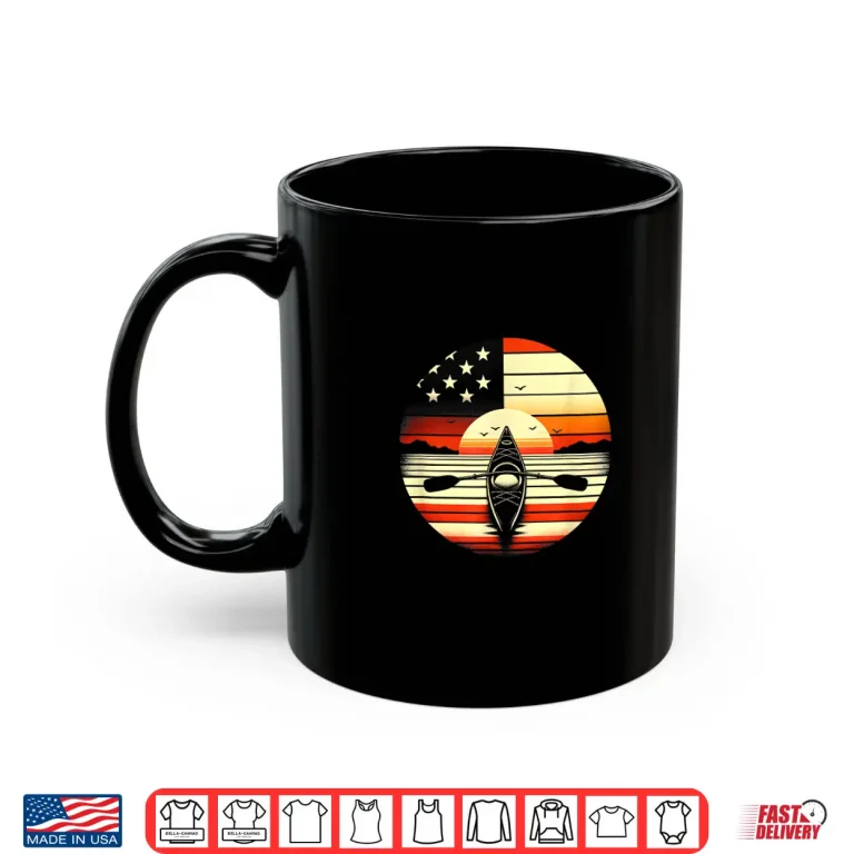 Mug US Flag USA Kayak for Kayaker American Kayaking 4th of July Shirt