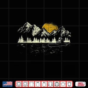 Design Mountain Forest Kayak Canoe Paddling Kayaker Sunset Kayaking Shirt